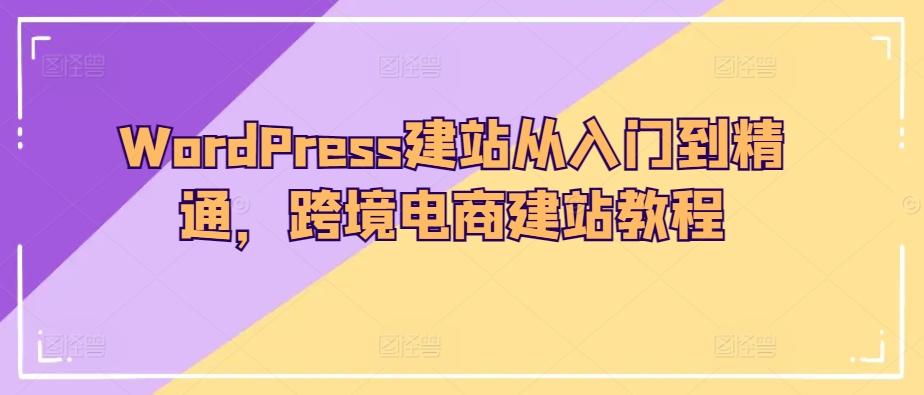 WordPress建站从入门到精通，跨境电商建站教程-泡泡网赚