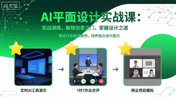 AI平面设计实战课，实战演练，解锁创意之门，掌握设计之道-泡泡网赚