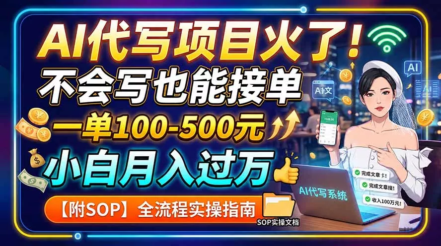 AI代写项目火了！不会写也能接单，一单100-500元，小白月入过万【附SOP】-泡泡网赚