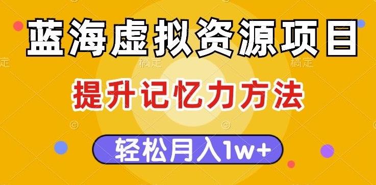 蓝海虚拟资源项目，提升记忆力方法，多种变现方式，轻松月入1w+【揭秘】-泡泡网赚