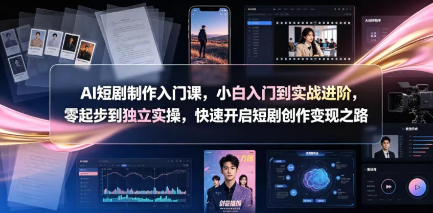AI短剧制作入门课，小白入门到实战进阶，零起步到独立实操，快速开启短剧创作变现之路-泡泡网赚