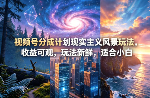 视频号分成计划现实主义风景玩法，收益可观，玩法新鲜，适合小白-泡泡网赚