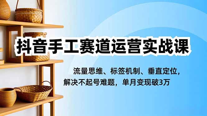 抖音手工赛道运营实战课，流量思维、标签机制、垂直定位，解决不起号难题，单月变现破3万-泡泡网赚