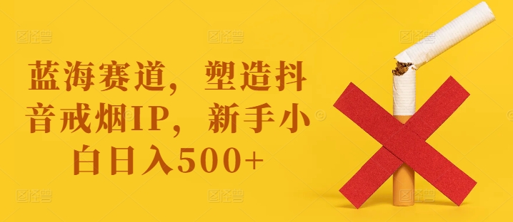 蓝海赛道，塑造抖音戒烟IP，新手小白日入500+【揭秘】-泡泡网赚