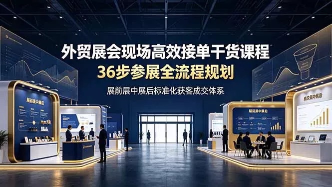 外贸展会现场高效接单干货课程，36步参展全流程规划，展前展中展后标准化获客成交体系-泡泡网赚