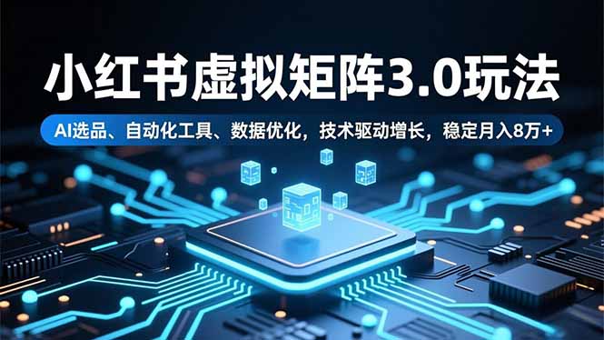 小红书虚拟矩阵3.0玩法，AI选品、自动化工具、数据优化，技术驱动增长，稳定月入8万+-泡泡网赚