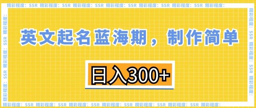 英文起名蓝海期，制作简单，日入300+【揭秘】-泡泡网赚