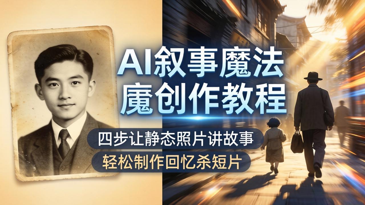 AI叙事魔法创作教程，四步让静态照片讲故事，老照片修复加动态特效，轻松制作回忆杀短片-泡泡网赚