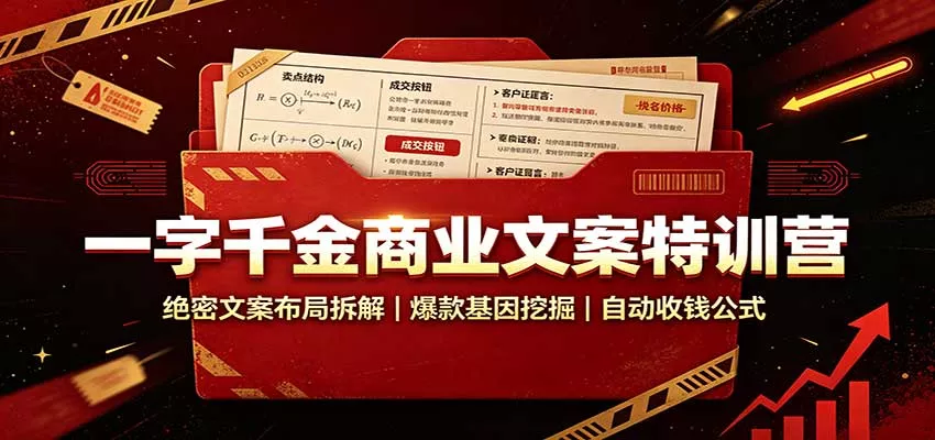 一字千金商业文案特训营：绝密文案布局拆解，爆款基因挖掘，自动收钱公式-泡泡网赚