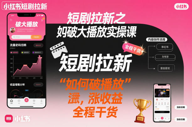 短剧拉新之小红书如何破大播放实操课，如何破播放，涨收益，全程干货-泡泡网赚