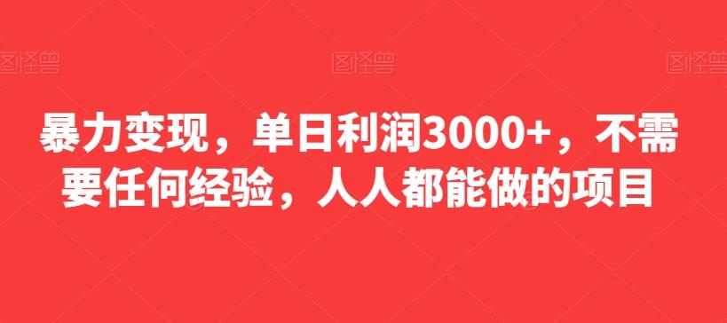 暴力变现，单日利润3000+，不需要任何经验，人人都能做的项目-泡泡网赚