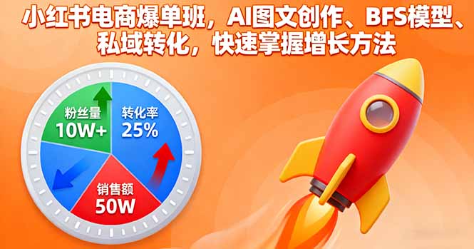 小红书电商爆单班，AI图文创作、BFS模型、私域转化，快速掌握增长方法-泡泡网赚
