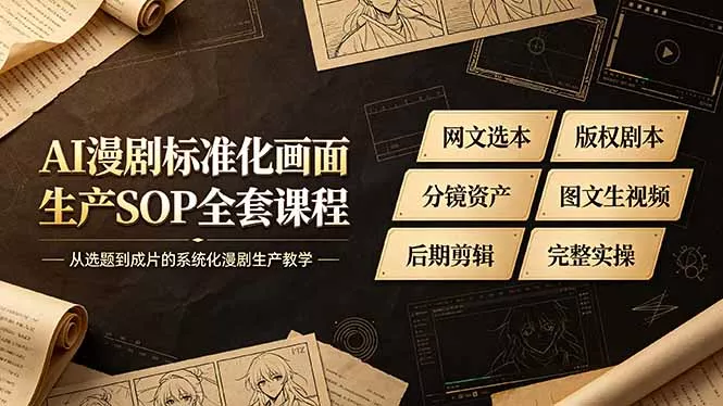 AI漫剧标准化画面生产SOP全套课程-更新，网文选本版权剧本分镜资产全覆盖，图文生视频后期剪辑完整实操教学-泡泡网赚
