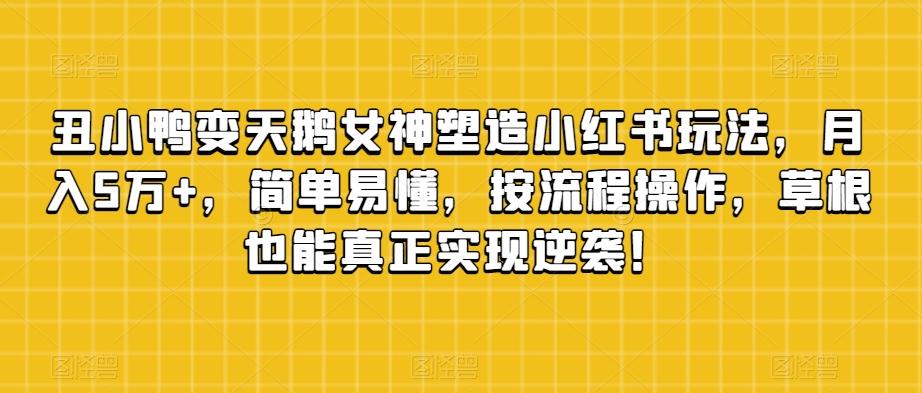 丑小鸭变天鹅女神塑造小红书玩法，月入5万+，简单易懂，按流程操作，草根也能真正实现逆袭！-泡泡网赚