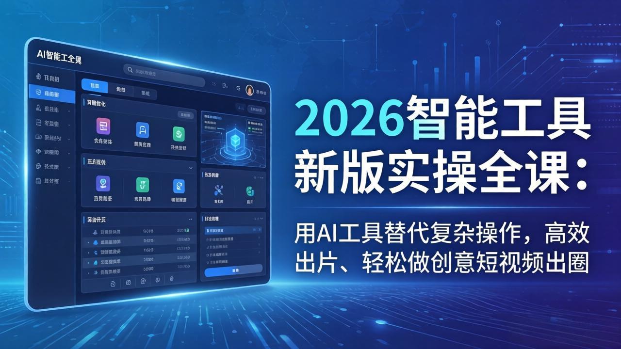 2026智能工具新版实操全课：用AI工具替代复杂操作，高效出片、轻松做创意短视频出圈-泡泡网赚