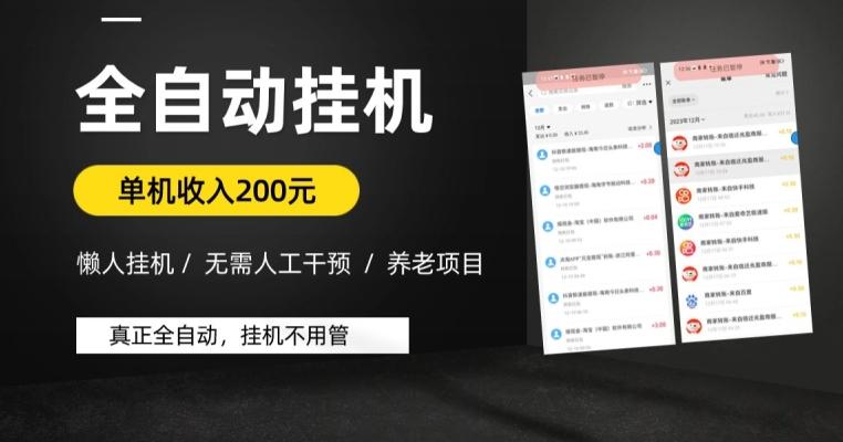 懒人挂机养老项目，全自动挂机无需人工看管，单机收入200元，可批量-泡泡网赚