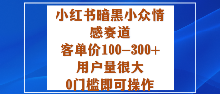 小红书暗黑小众情感赛道，客单价100-300+用户量很大，0门槛即可操作-泡泡网赚