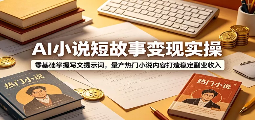 AI小说短故事变现实操：零基础掌握写文提示词，量产热门小说内容打造稳定副业收入-泡泡网赚