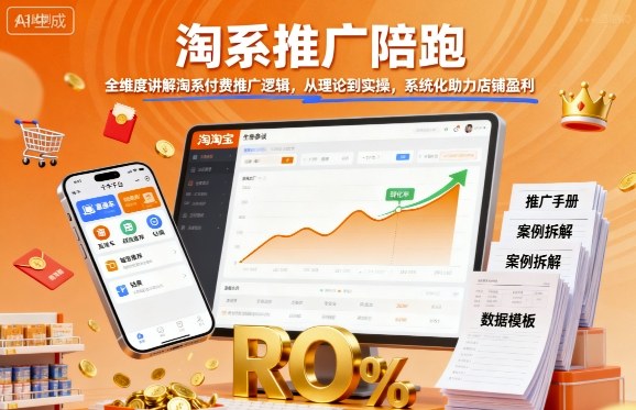 淘系推广陪跑，全维度讲解淘系付费推广逻辑，从理论到实操，系统化助力店铺盈利-泡泡网赚