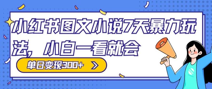 小红书图文小说7天暴力玩法，小白一看就会，单日变现300+-泡泡网赚