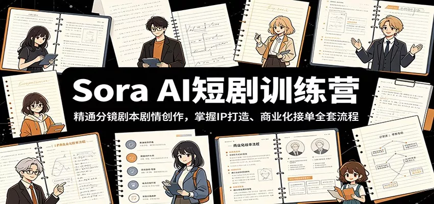 Sora AI短剧训练营:精通分镜剧本剧情创作,掌握IP打造、商业化接单全套流程-泡泡网赚