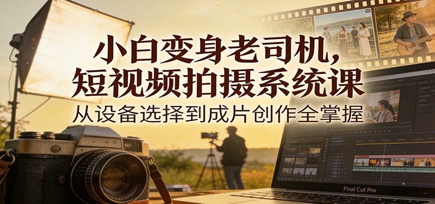小白变身老司机，短视频拍摄系统课，从设备选择到成片创作全掌握-泡泡网赚