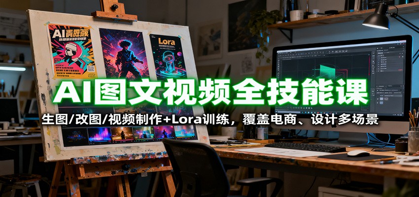 AI图文视频全技能课：生图/改图/视频制作+Lora训练，覆盖电商 、设计多场景-泡泡网赚