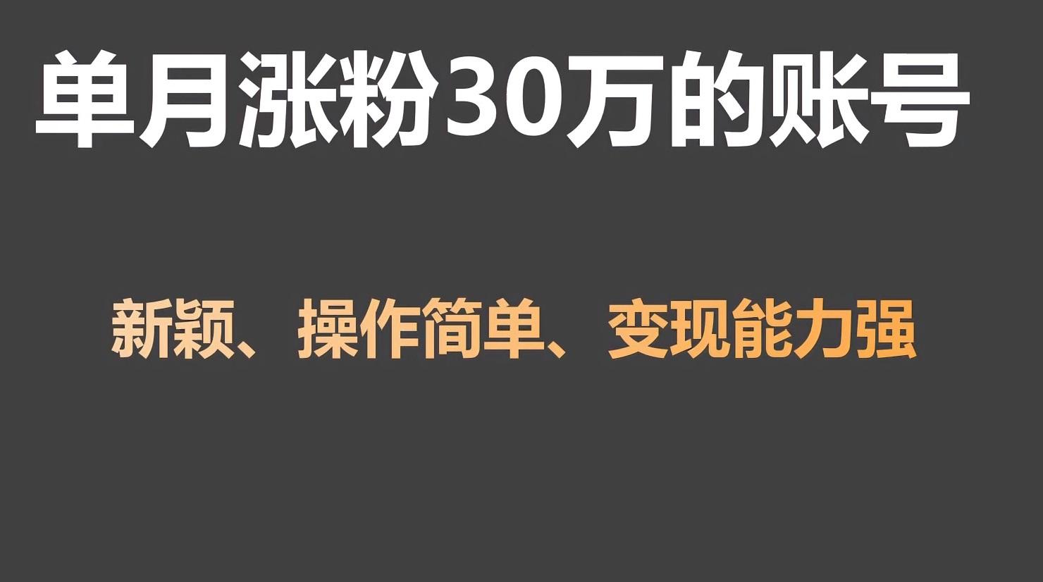 单月涨粉30万，带货收入20W，5分钟就能制作一个视频！-泡泡网赚