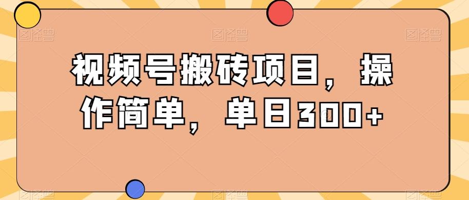 视频号搬砖项目，操作简单，单日300+-泡泡网赚