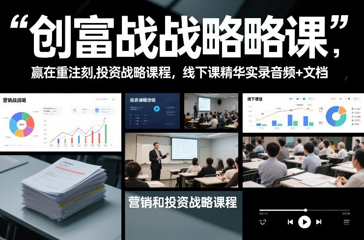 创富战略课，赢在重注时刻，营销和投资战略课程，线下课精华实录音频+文档-泡泡网赚