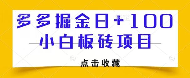 多多掘金日+100，小白板砖项目-泡泡网赚