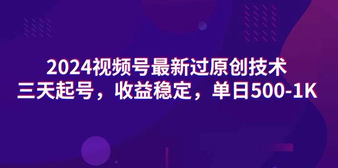(9505期)2024视频号最新过原创技术，三天起号，收益稳定，单日500-1K-泡泡网赚