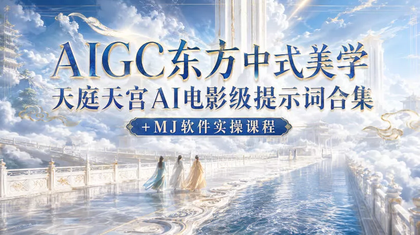 AIGC东方中式美学天庭天宫AI电影级提示词合集+MJ软件实操课程-泡泡网赚