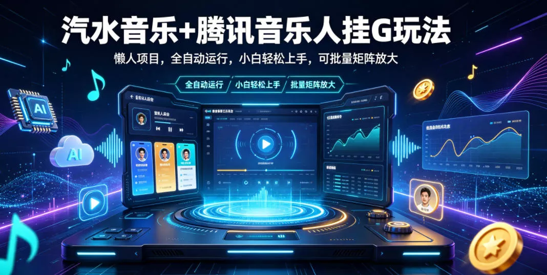 汽水音乐+腾讯音乐人挂G玩法，懒人项目，全自动运行，小白轻松上手，可批量矩阵放大【揭秘】-泡泡网赚