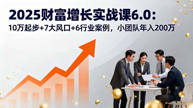 2025财富增长实战课6.0：10万起步+7大风口+6行业案例，小团队年入200万-泡泡网赚