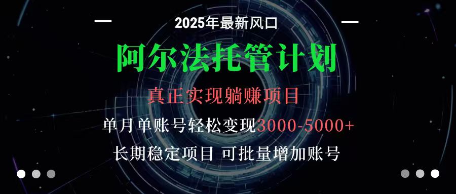 阿尔法托管计划 单账号月入3000-5000，长期稳定项目，新手小白轻松上手-泡泡网赚