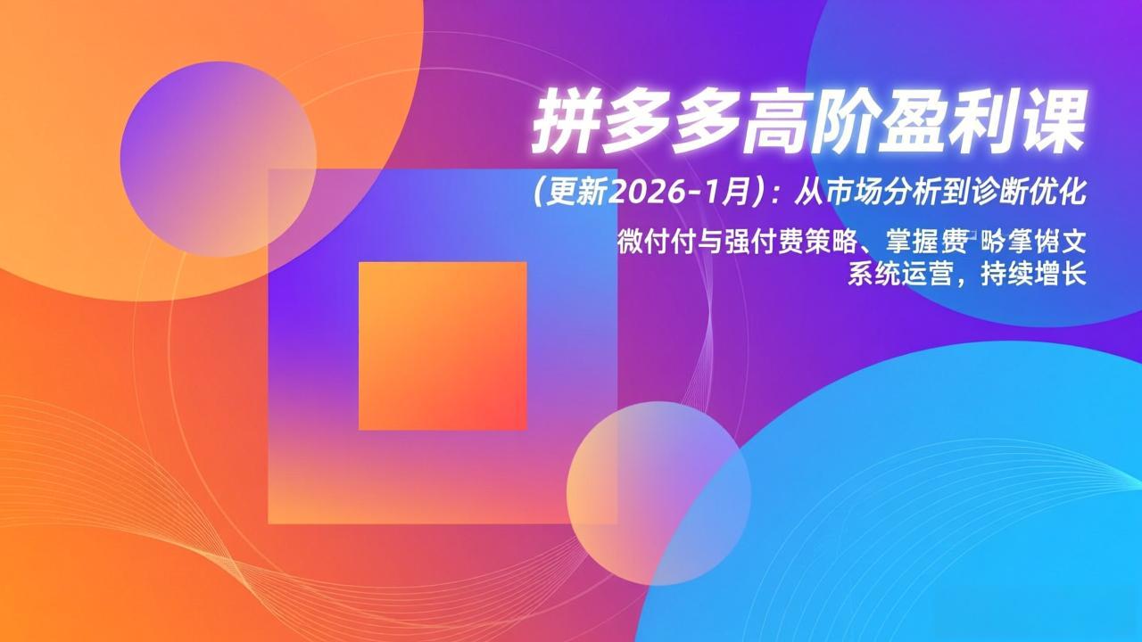 拼多多高阶盈利课(更新2026-1月-泡泡网赚