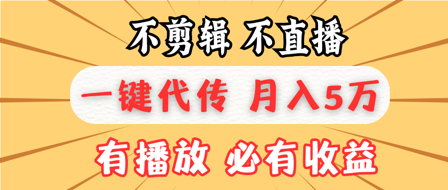 不剪辑不直播，一键代发，月入5万懒人必备，我出视频你来发-泡泡网赚