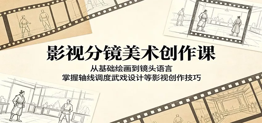影视分镜美术创作课：从基础绘画到镜头语言，掌握轴线调度武戏设计等影视创作技巧-泡泡网赚