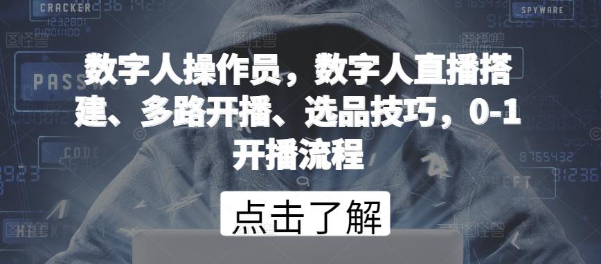 数字人操作员，数字人直播搭建、多路开播、选品技巧，0-1开播流程-泡泡网赚