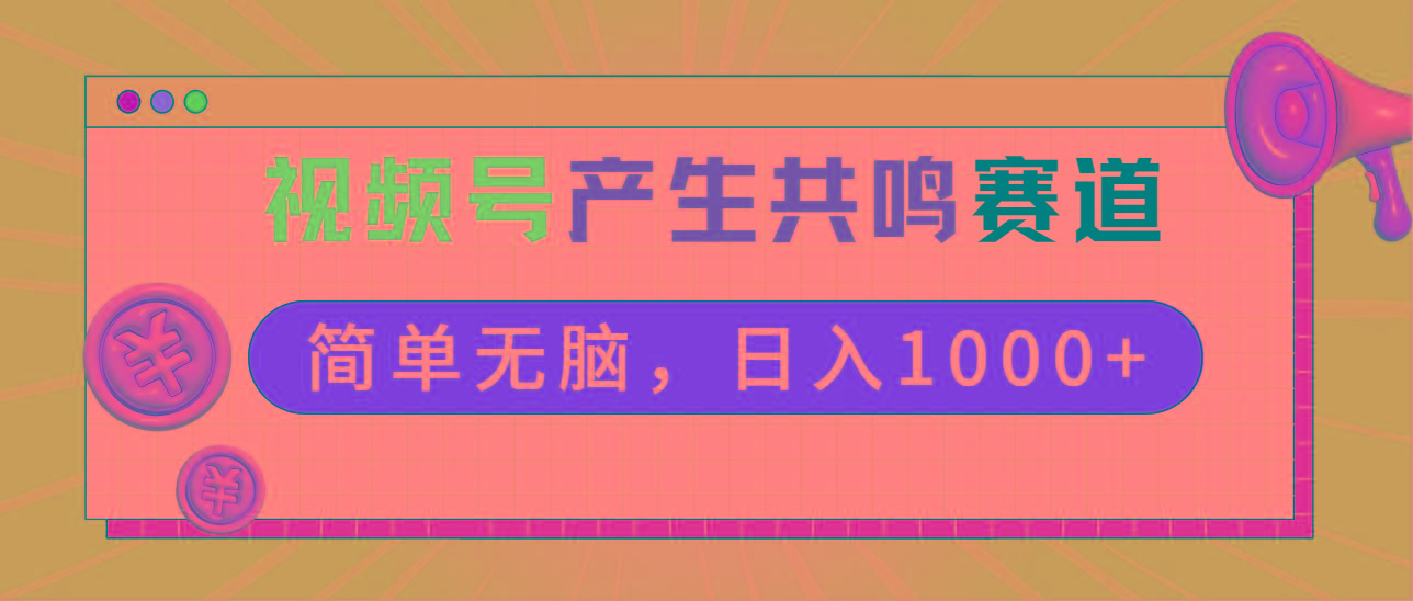 2024年视频号，产生共鸣赛道，简单无脑，一分钟一条视频，日入1000+-泡泡网赚
