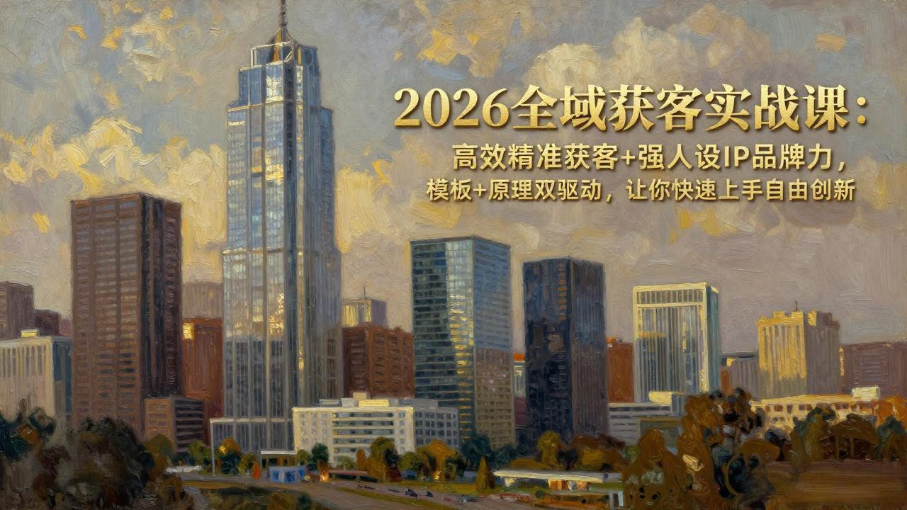 2026全域获客实战课：高效精准获客+强人设IP品牌力，模板+原理双驱动，让你快速上手自由创新-泡泡网赚