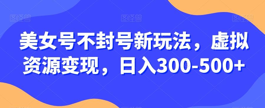 美女号不封号新玩法，虚拟资源变现，日入300-500+-泡泡网赚