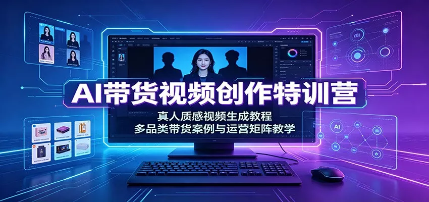 AI带货视频创作特训营：真人质感视频生成教程，多品类带货案例与运营矩阵教学-泡泡网赚