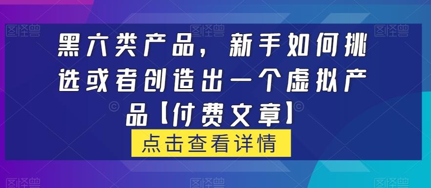 黑六类虚拟产品，新手如何挑选或者创造出一个虚拟产品【付费文章】-泡泡网赚