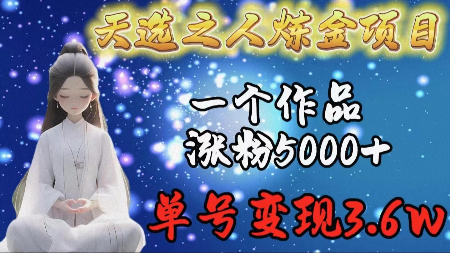 (9693期)天选之人炼金项目，一个作品涨粉5000+，单号变现3.6w-泡泡网赚