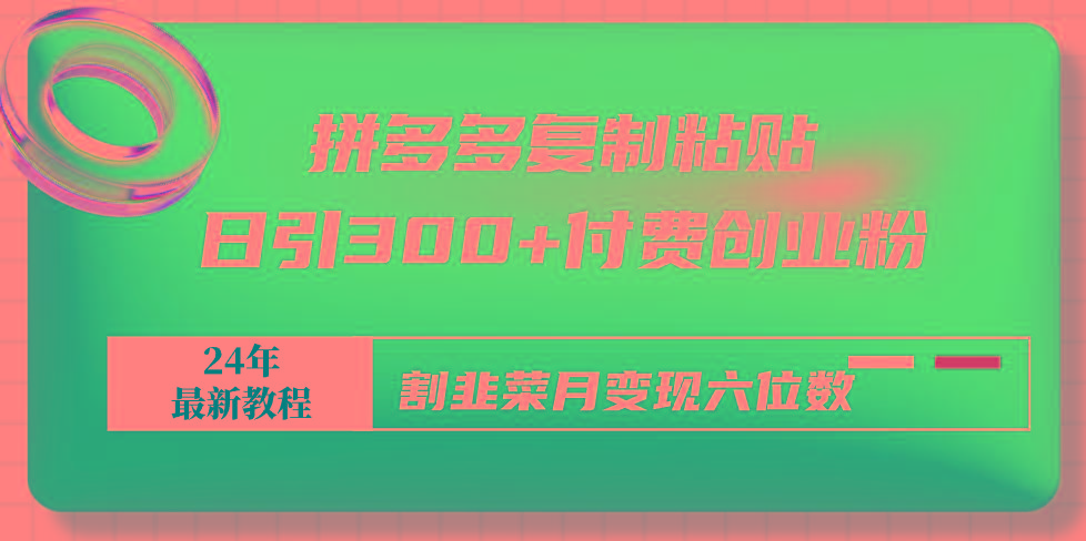 拼多多复制粘贴日引300+付费创业粉，割韭菜月变现六位数最新教程！-泡泡网赚