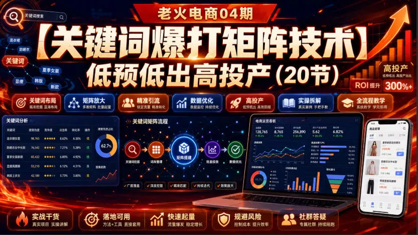 老火电商04期：【关键词爆打矩阵技术】低预低出高投产(20节)-泡泡网赚