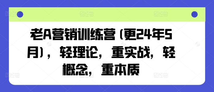 老A营销训练营(更25年10月)，轻理论，重实战，轻概念，重本质-泡泡网赚