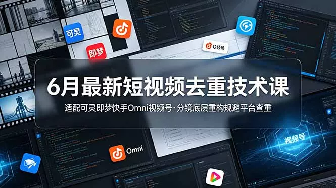 6月最新短视频去重技术课，适配可灵即梦快手Omni视频号，分镜底层重构规避平台查重-泡泡网赚